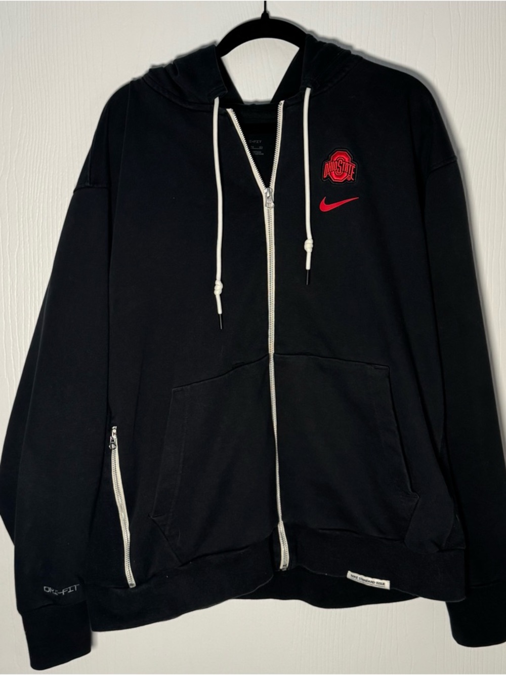 Nike Ohio State Buckeyes Mens Black Team Issue Player Long Sleeve Full Zip Jackt